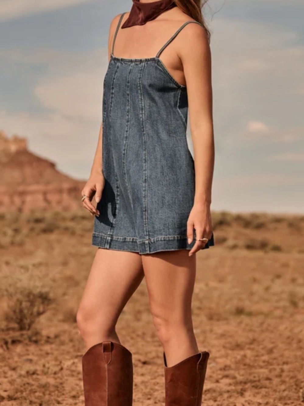 Altar'd State Blue Denim Slip Mini Dress